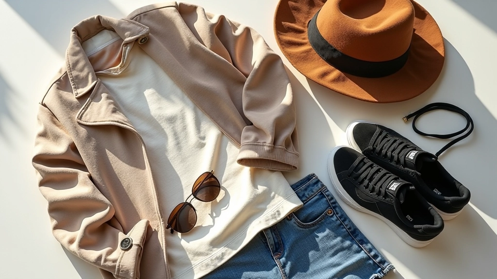 Curated collection of weekend fashion essentials arranged as a lifestyle flat lay